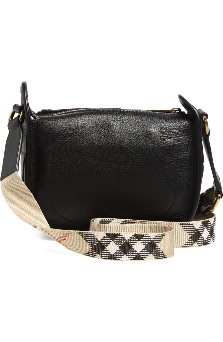 Burberry Mini B Clip Leather Crossbody Bag, Alternate, color, Black