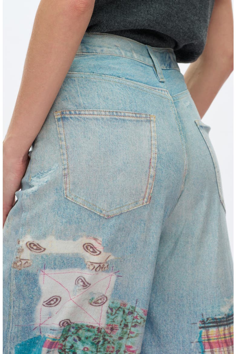 Print High Waist Barrel Leg Jeans, Alternate, color, LIGHT BLUE