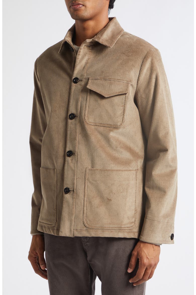 Medium Wale Cotton Stretch Corduroy Overshirt, Alternate, color, CREAM