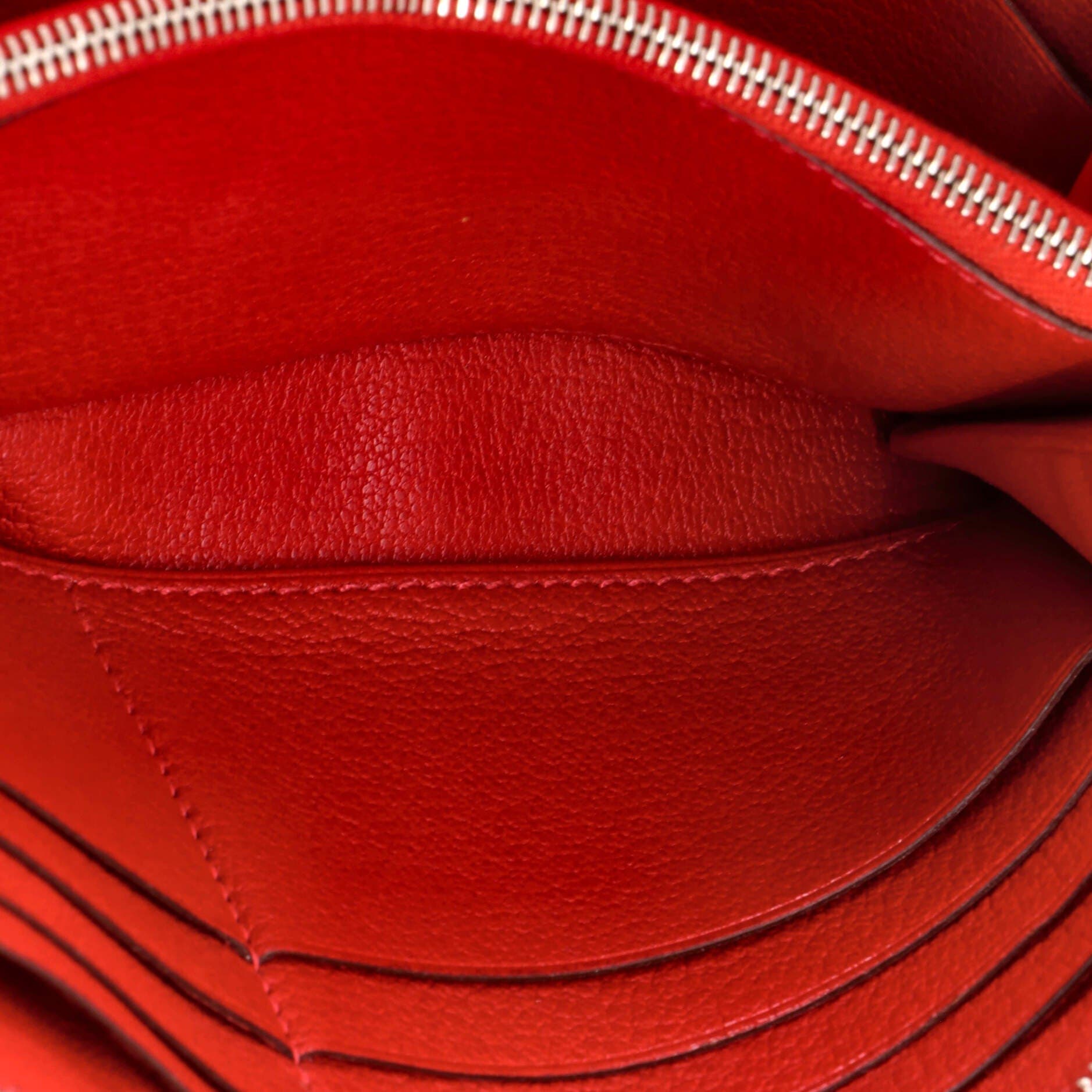 Pre-Owned Hermes Azap Zip Around Wallet Chevre Mysore Long, Alternate, color, Rouge Casaque