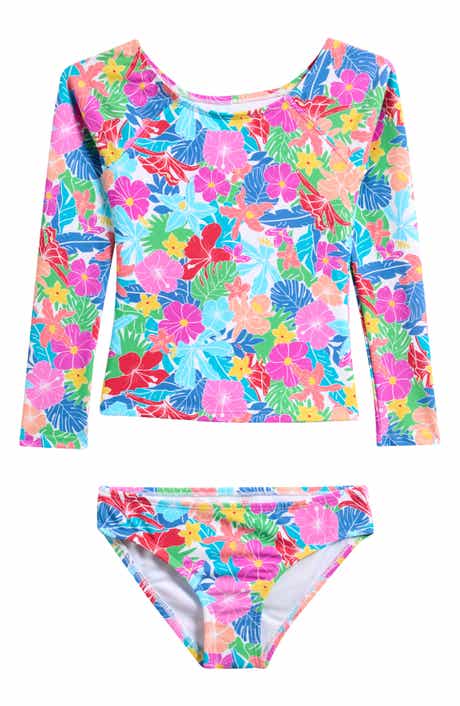Raisins Kids' Hawaiian Floral Two-Piece Rashguard Swimsuit