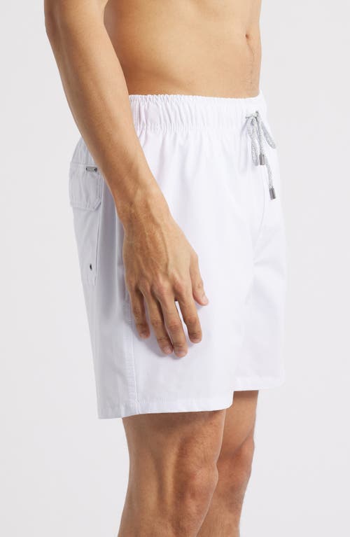 Vintage Summer Washed Swim Trunks In White