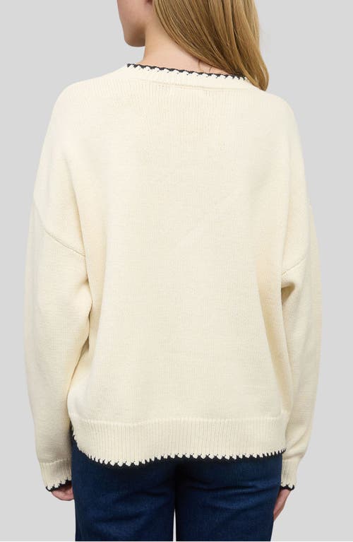 Blu Pepper Crewneck Cotton Blend Sweater In Neutral