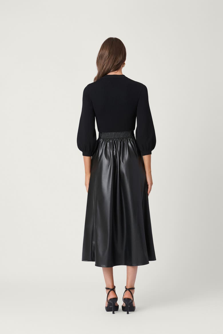 Leather Knit Mixed Media Aspen Dress, Alternate, color, Jet