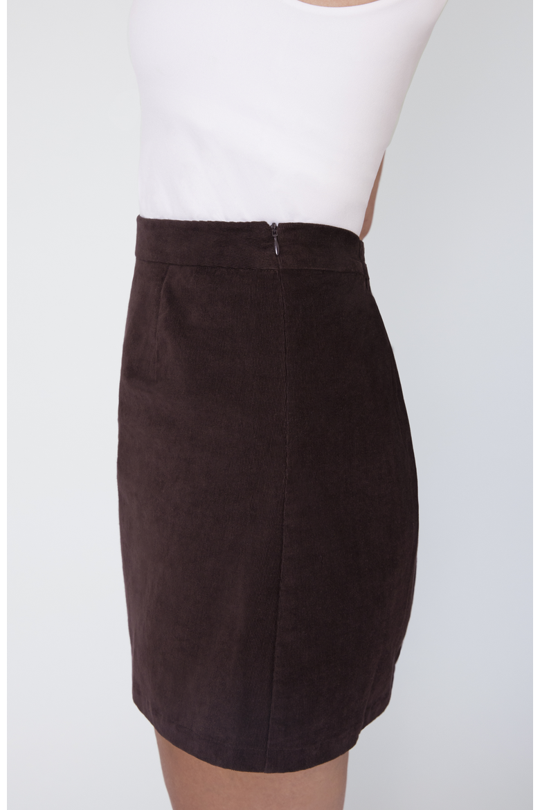 The Cord Mini Skirt, Alternate, color, Espresso