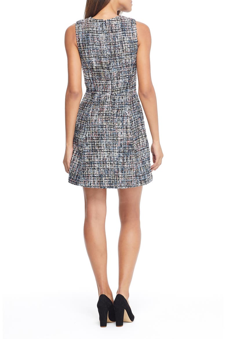 Katherine Fantasy Bouclé Fit & Flare Dress, Alternate, color, BLUE