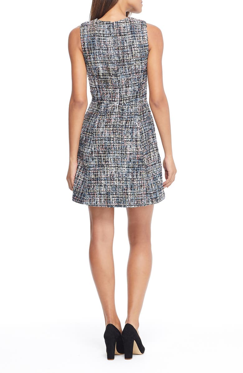 Gal Meets Glam Collection Katherine Fantasy Bouclé Fit & Flare Dress, Alternate, color, 