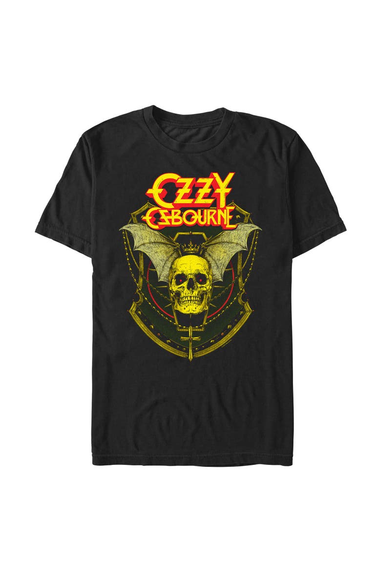 Men's Ozzy Osbourne Skull & Shield Logo  Graphic T-Shirt, Main, color, Black