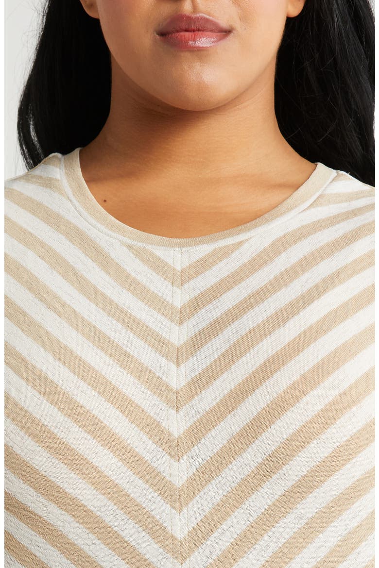 Miter Slub Jersey Knit T-Shirt, Alternate, color, CREAM TAN STRIPE