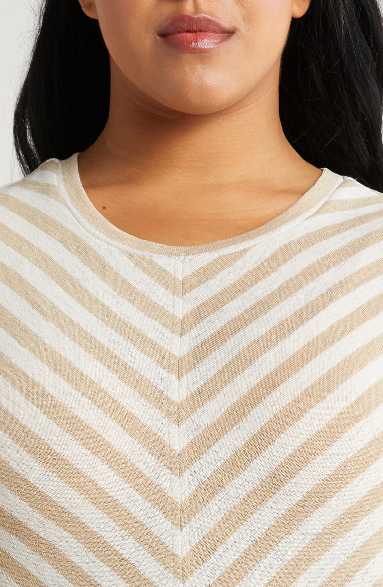 Liverpool Los Angeles Miter Slub Jersey Knit T-Shirt, Alternate, color, Cream Tan Stripe