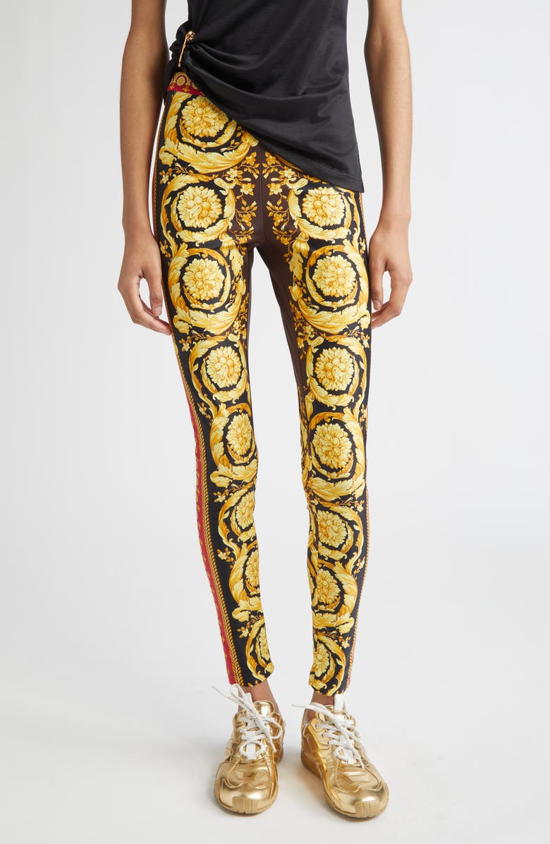 Versace Barocco 92 Leggings, Main, color, Parade Red Black