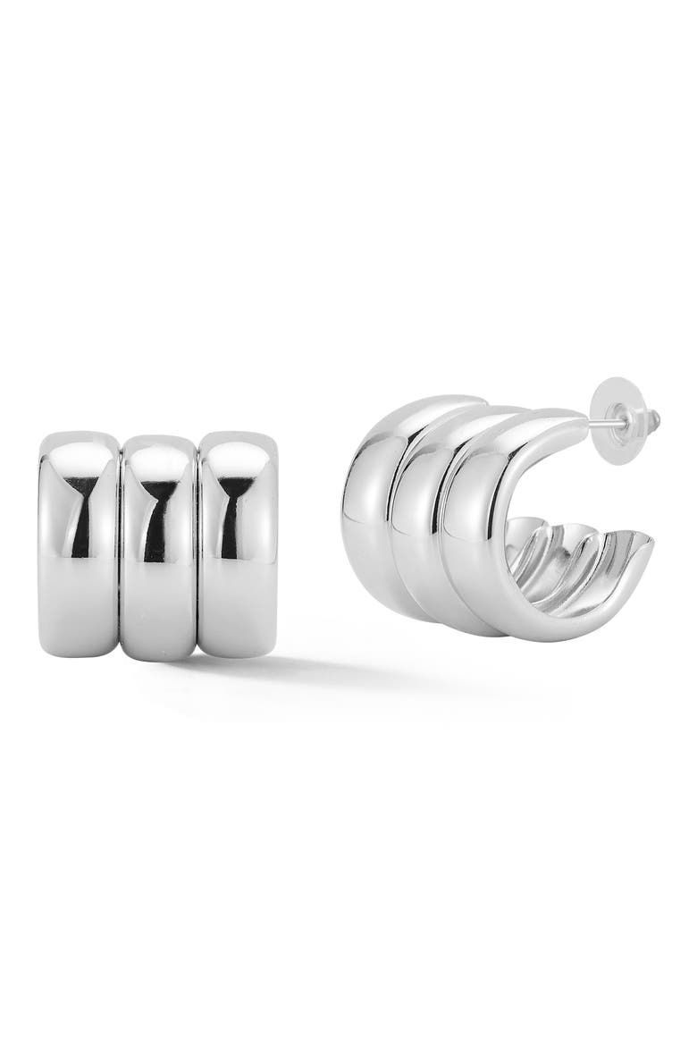 Triple Hoop Earrings, Main, color, SILVER