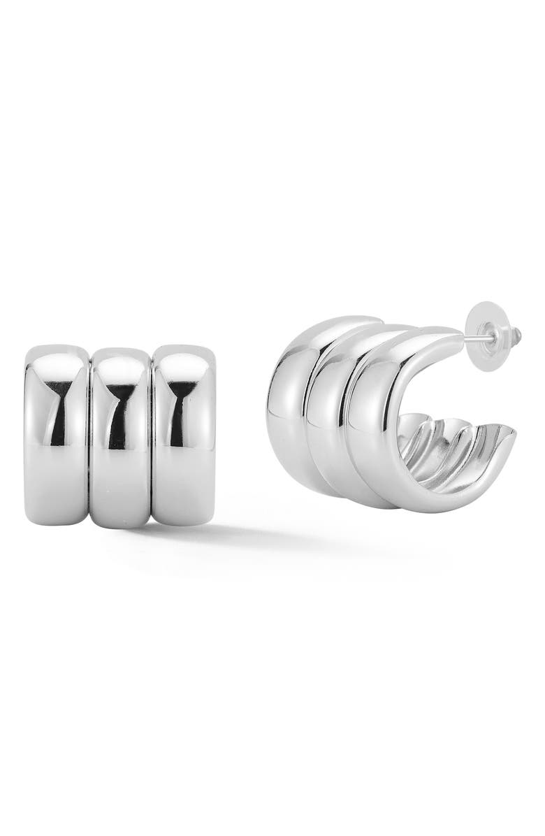 GLAZE JEWELRY Triple Hoop Earrings, Main, color, Silver