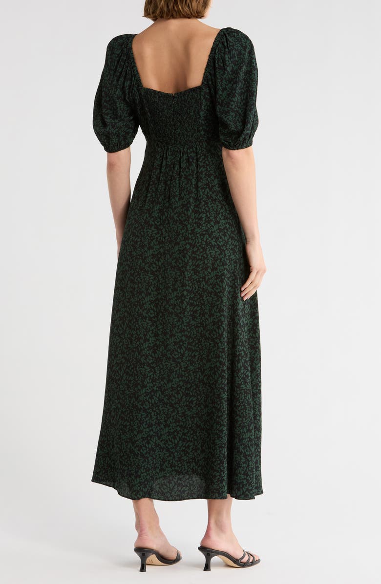 Madewell Puff Sleeve Sweetheart Midi Dress, Alternate, color, Green Print