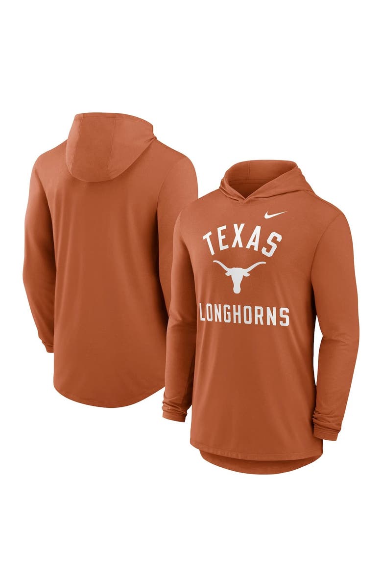 Nike Men's Nike Burnt Orange Texas Longhorns Classic Arch Tri-Blend Long Sleeve Hoodie T-Shirt, Main, color, Burnt Orange