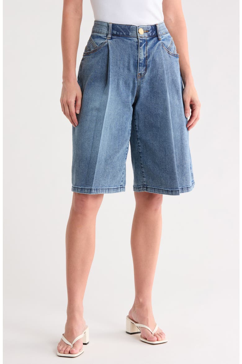 Relaxed Pleated Bermuda Shorts, Main, color, MID BLUE ARTISINAL