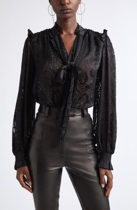 Mara Paisley Burnout Silk Blend Top