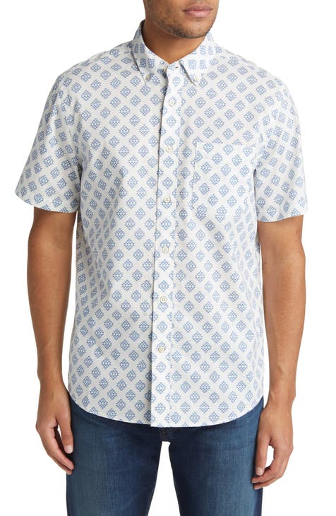 x Doug Good Feather Playa Regular Fit Print Short Sleeve Button-Down Shirt