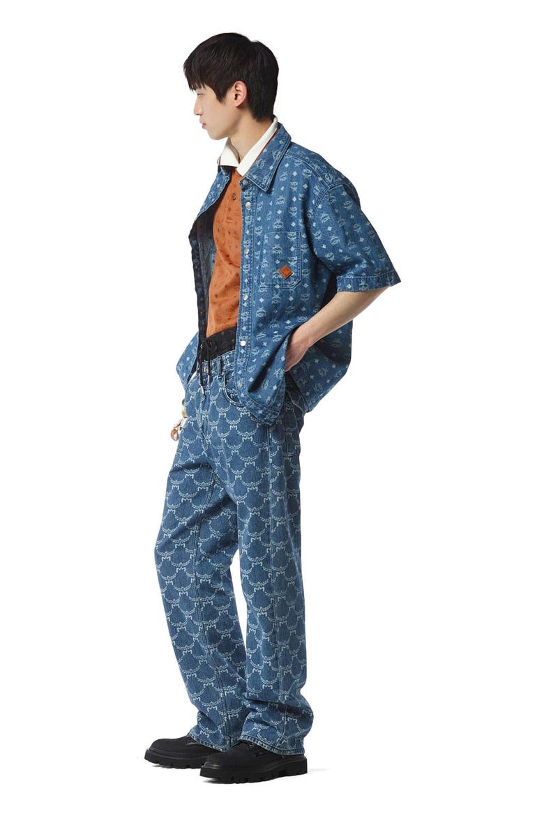 Monogram Shirt in Denim Jacquard, Alternate, color, Blue