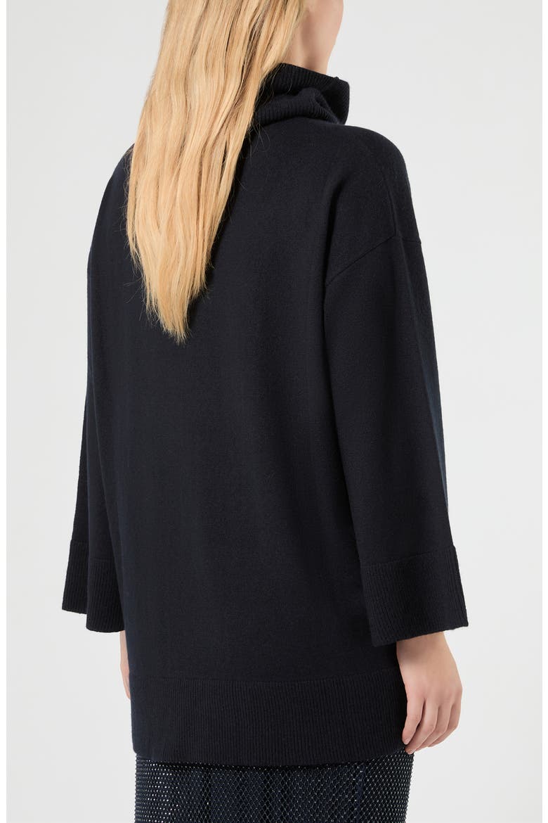 Cashmere Sweater with Removable Collar, Alternate, color, MIDNIGHT BLUE