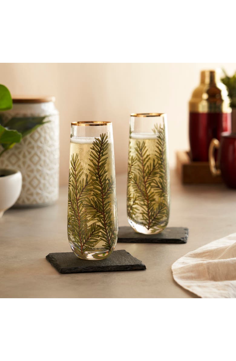 TWINE Woodland Stemless Champagne Flutes Set of 2, Alternate, color,