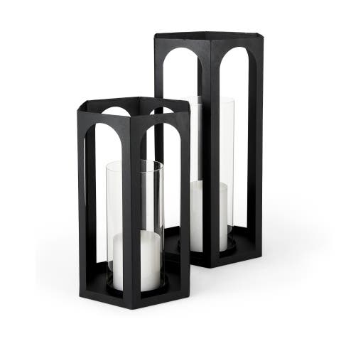Balley Set of Two Metal Hexagonal Candle Holder