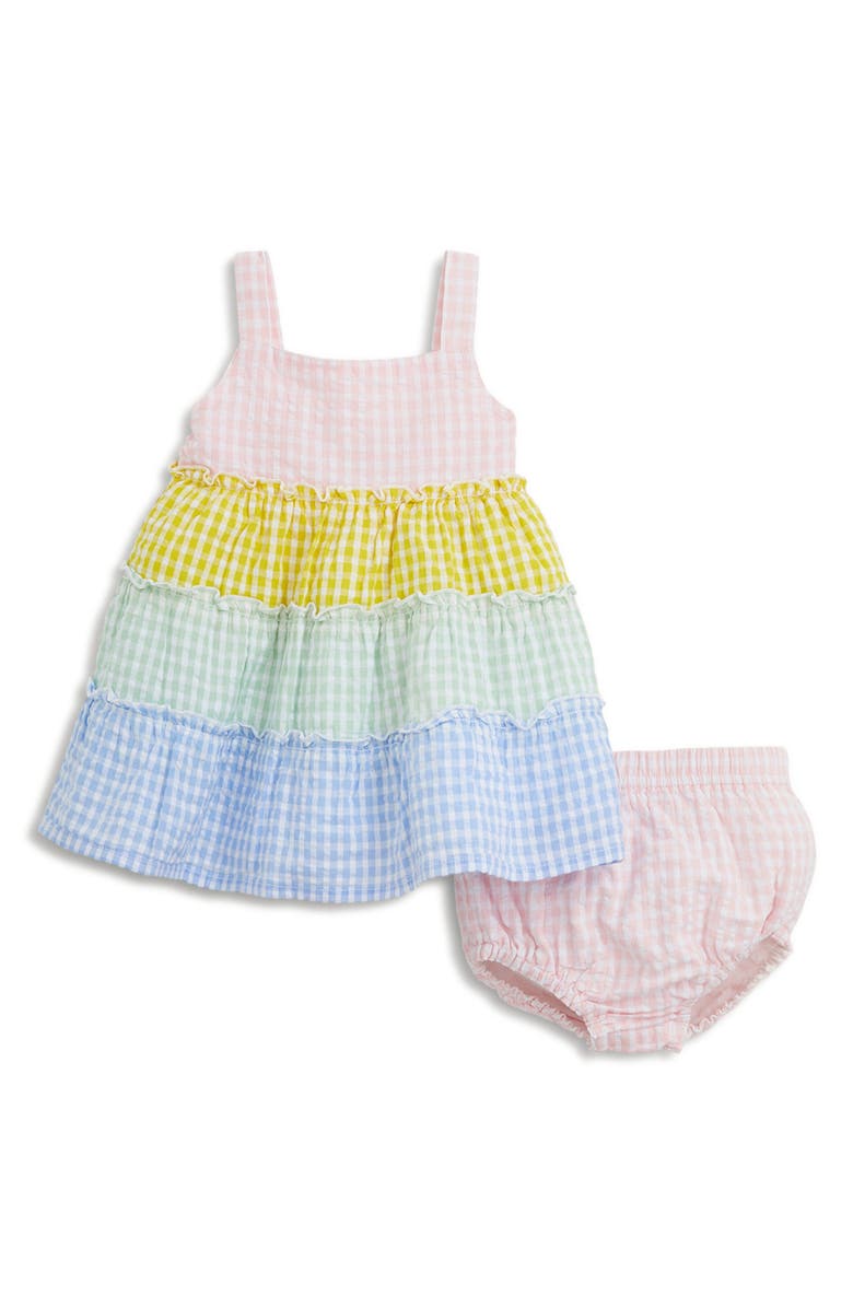 Magnetic Me Gingham Tiered Cotton Sundress & Bloomers Set, Main, color, Mugin