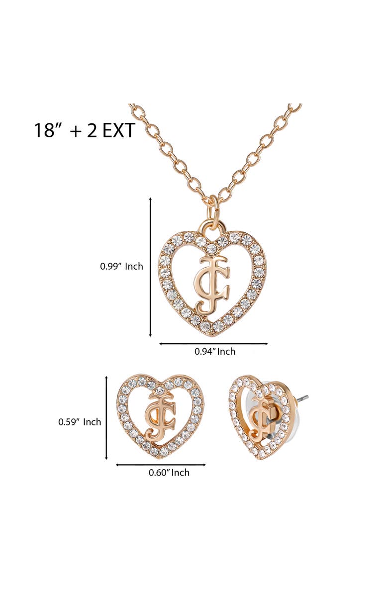 Juicy Couture Gold-Tone Pavé Heart Necklace & Stud Earrings Set, Alternate, color, 710