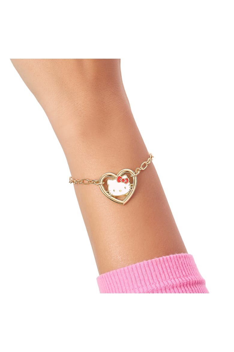 Heart Link Bracelet in Gold-Tone, Alternate, color, Gold