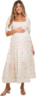 PinkBlush Floral Smocked Ruffle Tiered Maxi Dress
