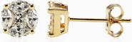 Oradina 14K Gold Illusion Classic Diamond Studs