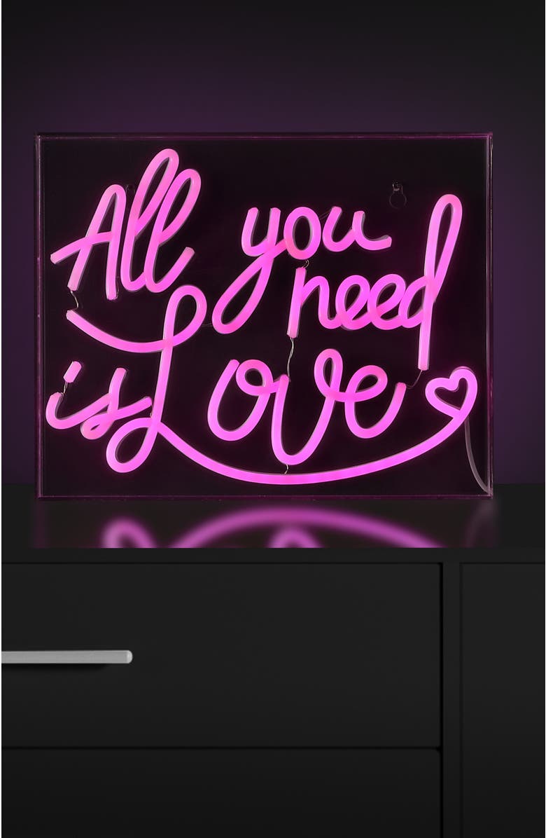 JONATHAN Y All Contemporary Glam Acrylic Box USB Operated LED Neon Light, Alternate, color, Pink