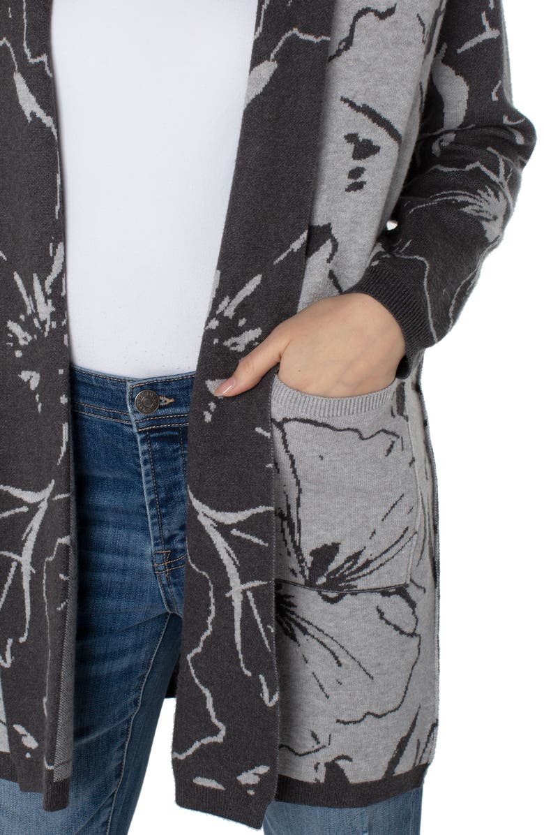 Liverpool Los Angeles Long Open Front Jacquard Cardigan, Alternate, color,