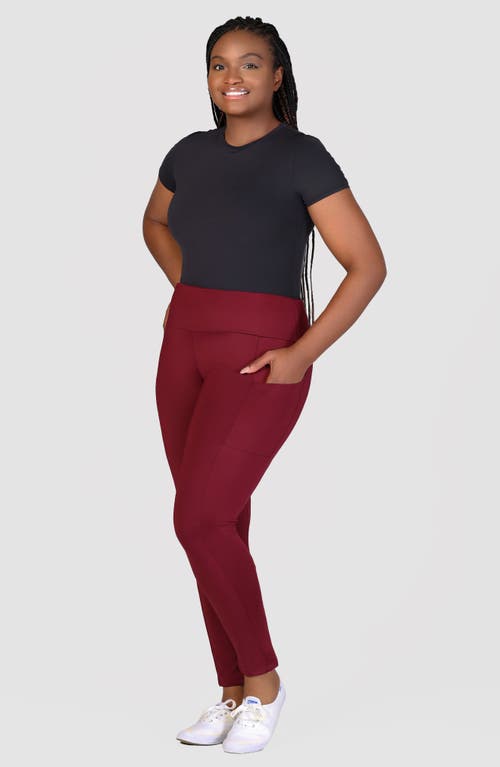 Shop 24seven Comfort Apparel Ankle Length Pocket Leggings In Wine