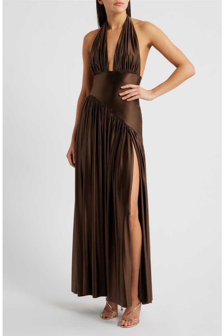 Rae Halter Gown, Main, color, BROWN