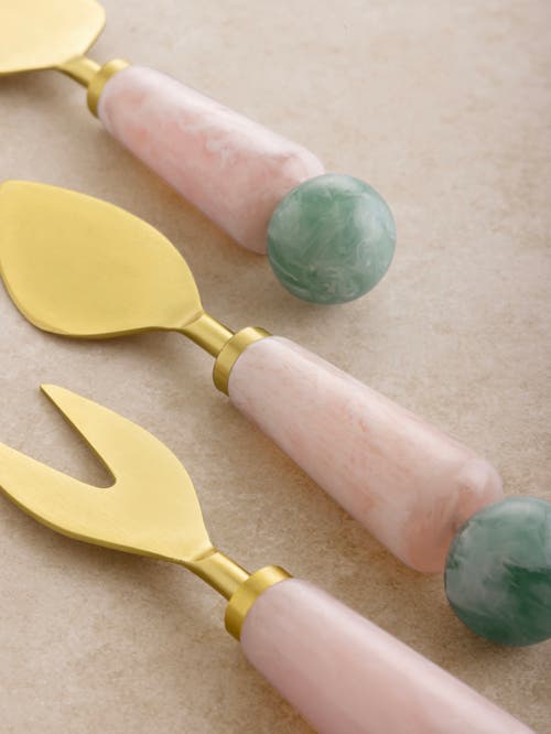 Gauri Kohli Copenhagen Cheese Knives, Set Of 3 In Multi