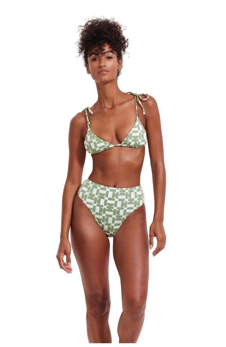 Flirtt Gottex Let's Geo Triangle Bikini Top, Main, color, Multi Green