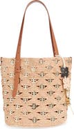 Rabanne Raffia Disc North South Bucket Bag