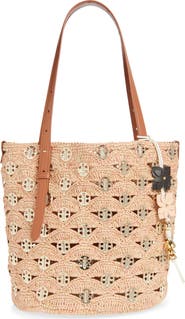 Rabanne Raffia Disc North South Bucket Bag