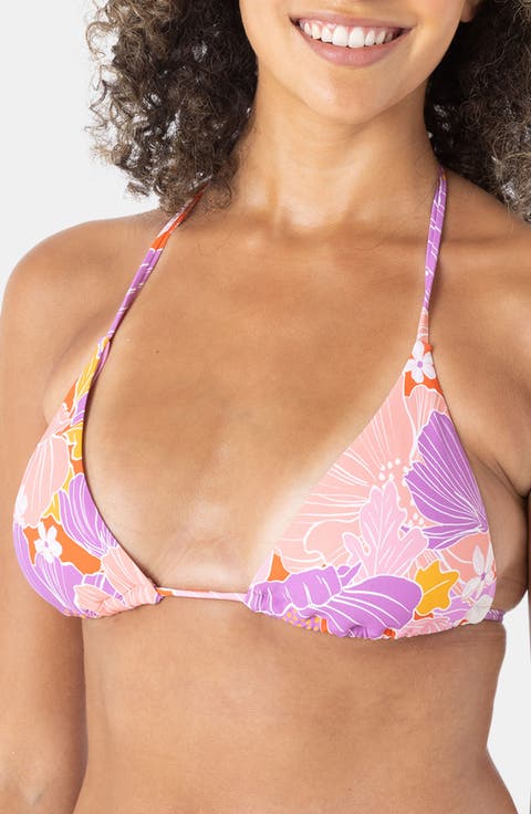 Bell Bottom Blooms Tiki Triangle Bikini Top