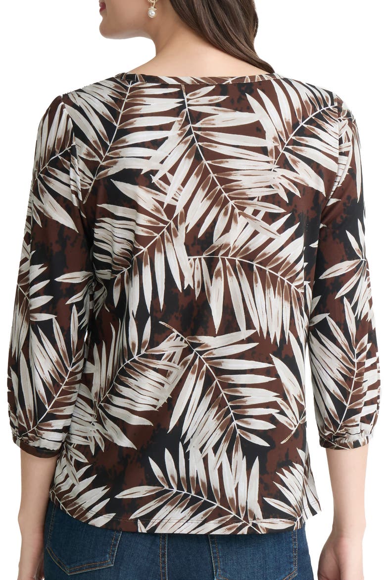 Button Shoulder Palm Print Top, Alternate, color, FUDGE MULTI