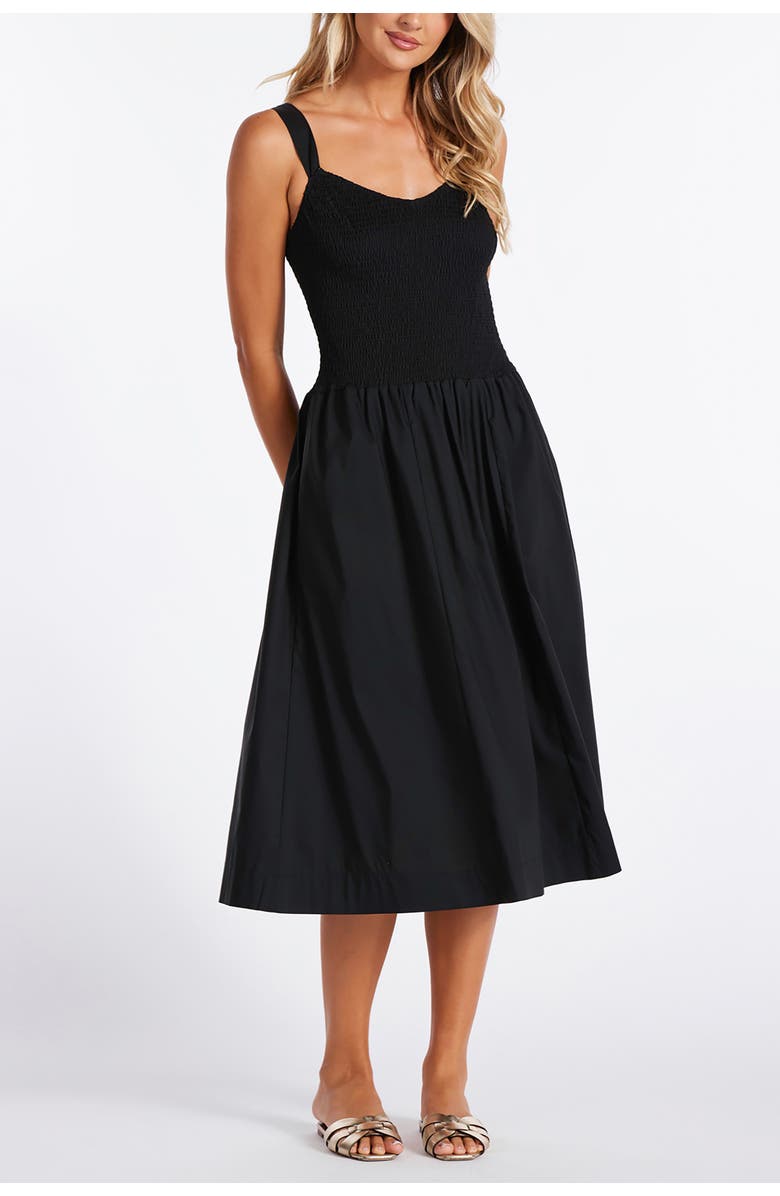 Bishop + Young Corsica Smocked Poplin Dress, Main, color,