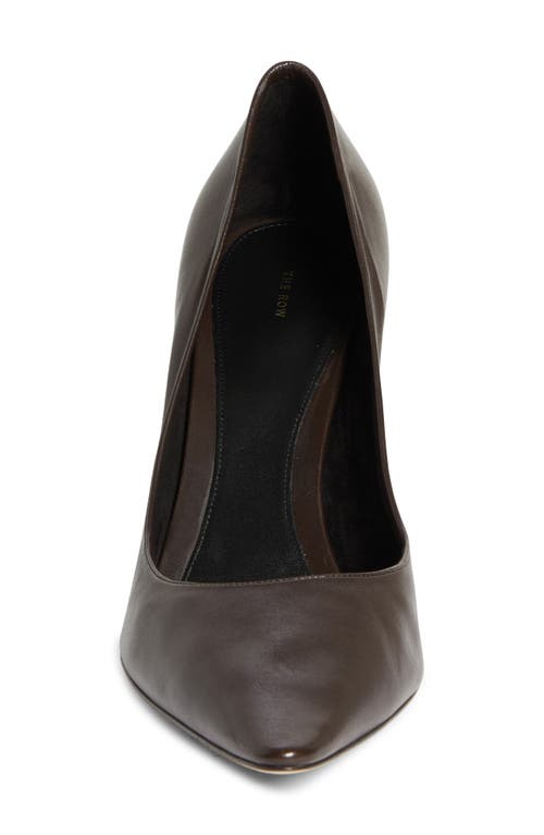 The Row Uxor Satin Pumps In Laquer Brown