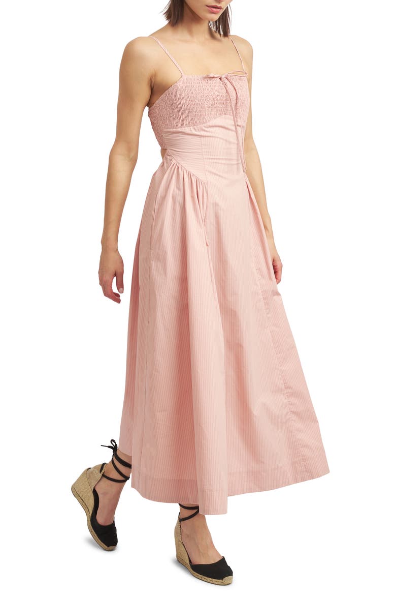 Eleanor Stripe Cotton Midi Sundress, Alternate, color, BLUSH PINK