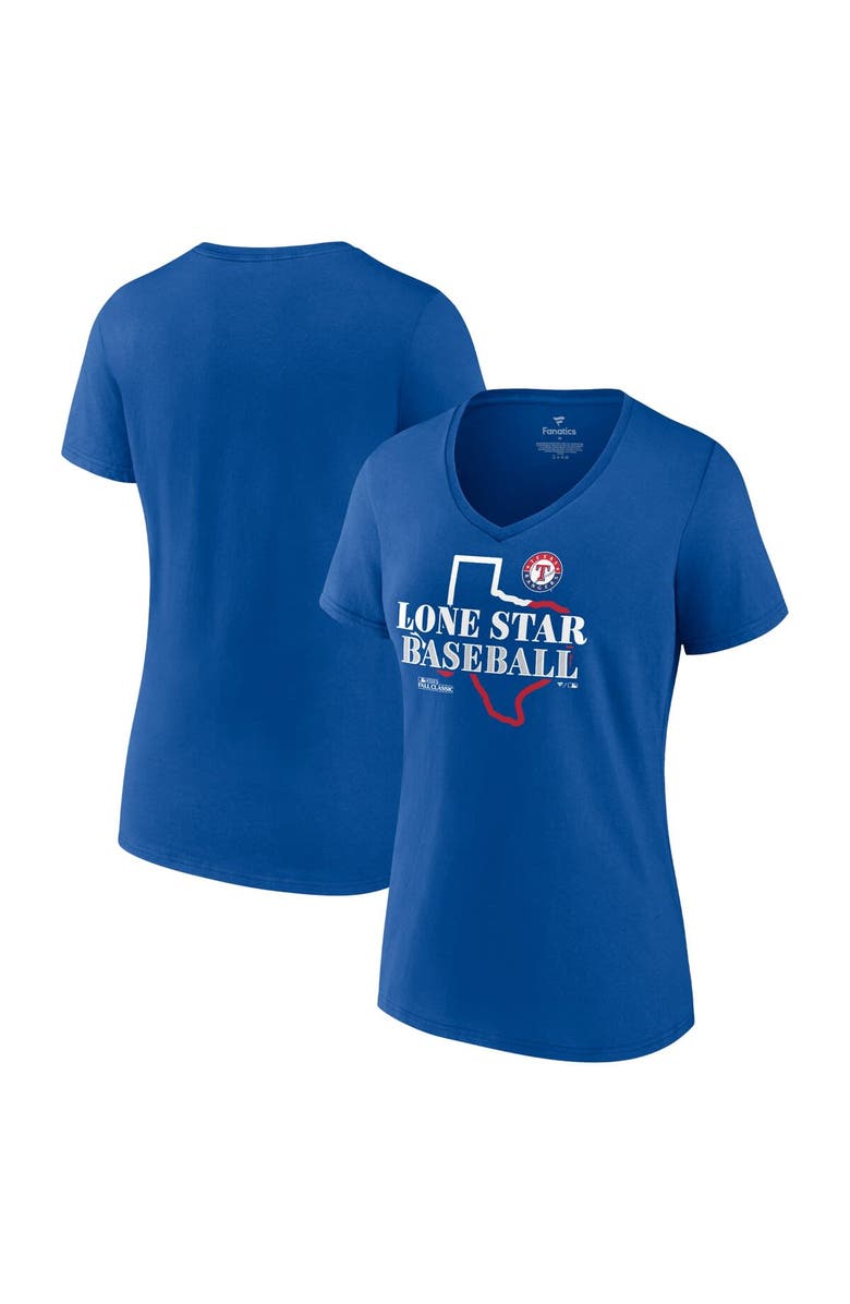FANATICS Women's Fanatics Branded Royal Texas Rangers 2023 World Series Hometown V-Neck T-Shirt, Main, color,