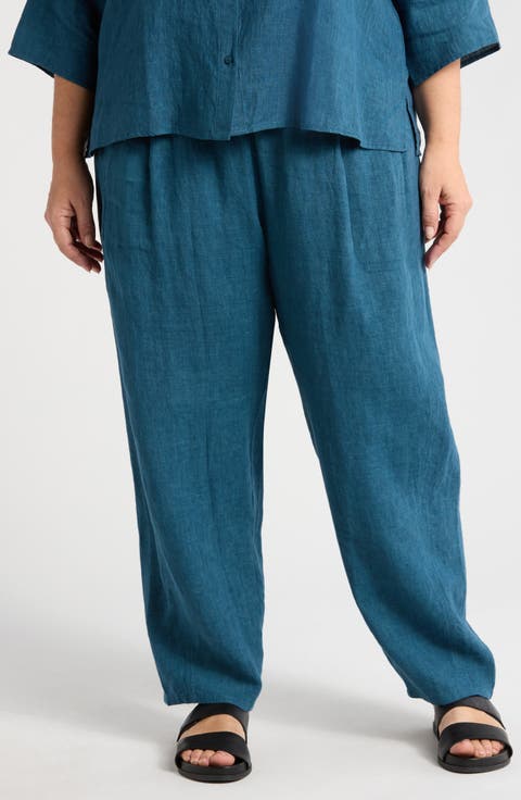 Pleated Organic Linen Lantern Pants (Plus)