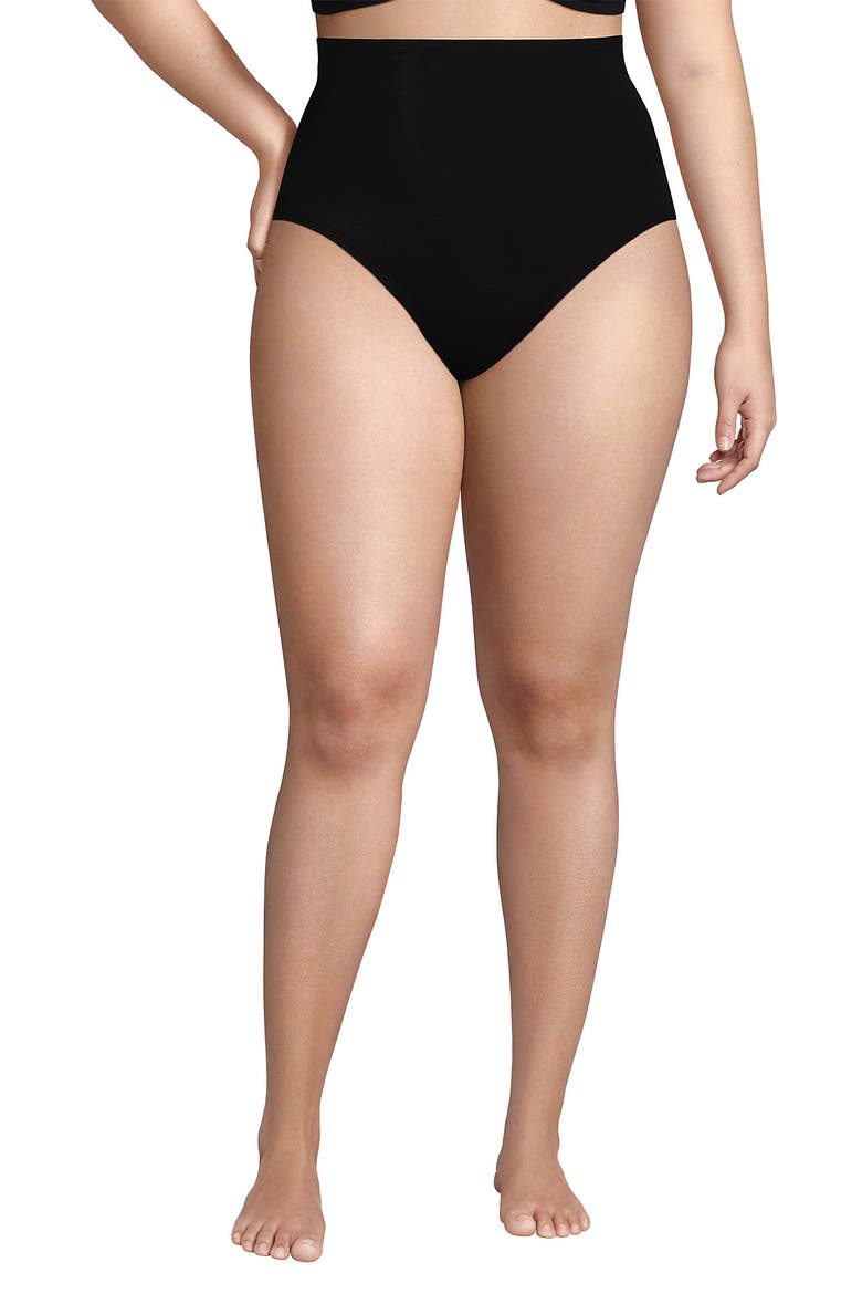 Slender Separates Ultra High Waisted Bikini Swim Bottoms, Alternate, color, Black