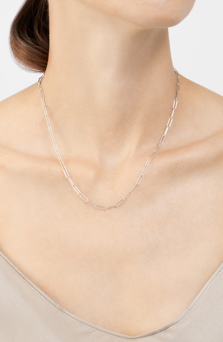 Adornia Paper Clip Necklace, Alternate, color, Silver
