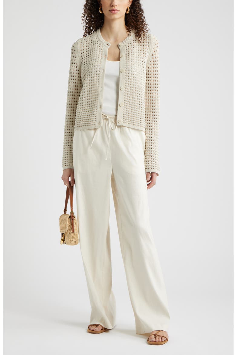 Mesh Stitch Cardigan, Alternate, color, BEIGE SCROLL