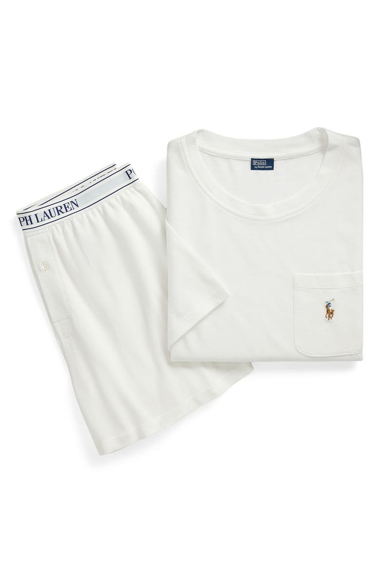 Polo Ralph Lauren Logo Pocket Cotton & Modal Short Pajamas, Alternate, color, White Cloud